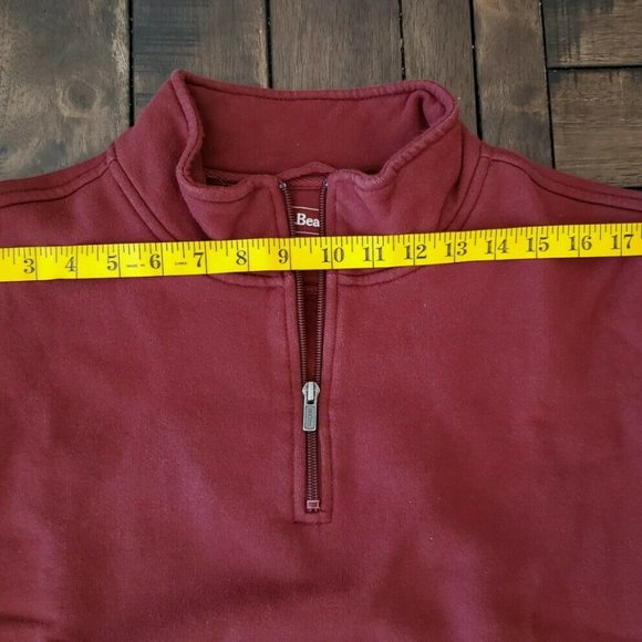 L.L. Bean Quarter Zip Vintage Pullover Red Maroon Men's Size Medium Cotton - Picture 3 of 7